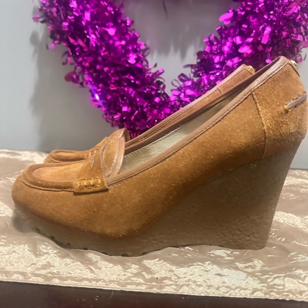 Michael Kors Brown Suede Wedge Loafers